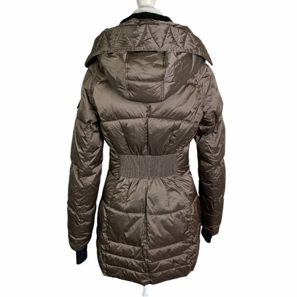 New HALITECH Down Filled Quilted Taupe Hooded Jacket XXL - Picture 10 of 15